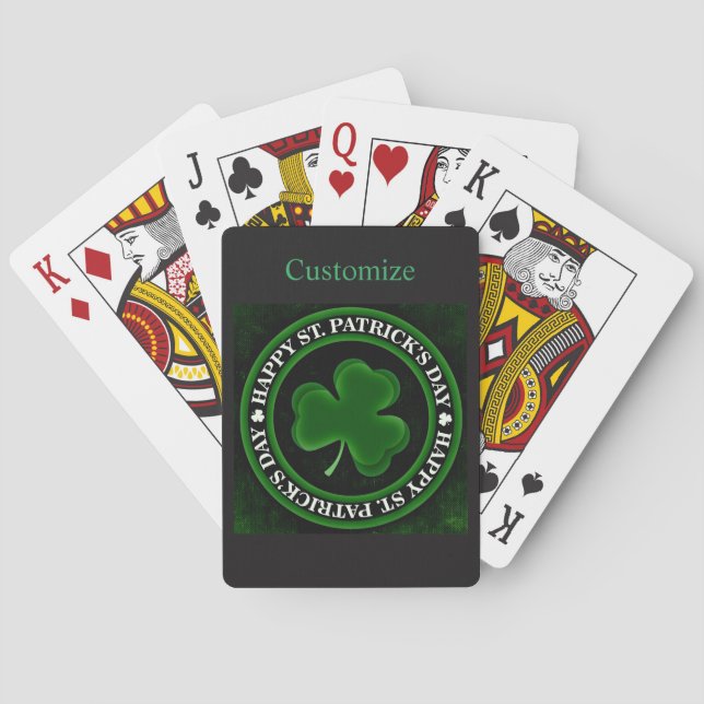 green Shamrock St Patrick's Day Poker Cards (Back)