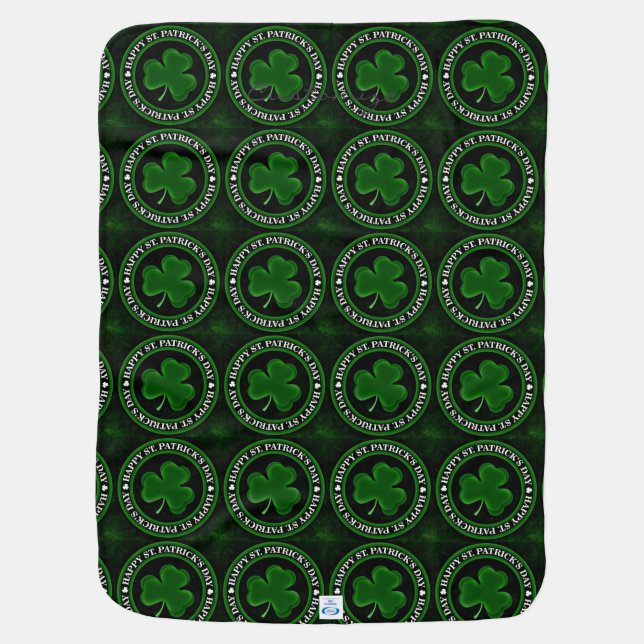 green Shamrock St Patrick's Day Receiving Blanket (Back)