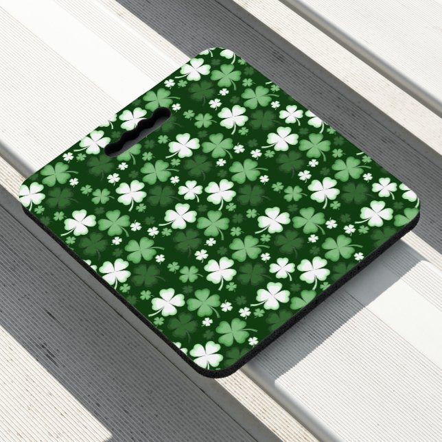 Green Shamrock, St. Patrick's Day Seat Cushion (In Situ)