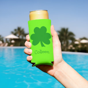 Green Shamrock St Patrick's Day Seltzer Can Cooler