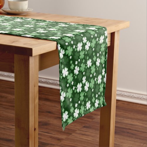 Green Shamrock St Patricks Day Short Table Runner