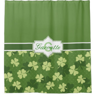 Shamrock lucy Clover Waterproof Fabric Bathroom Curtain and Rug Set with Hooks ALAZA Set of 2 St Patricks Day Holiday 60 X 72 Inches Shower Curtain and Mat Set 
