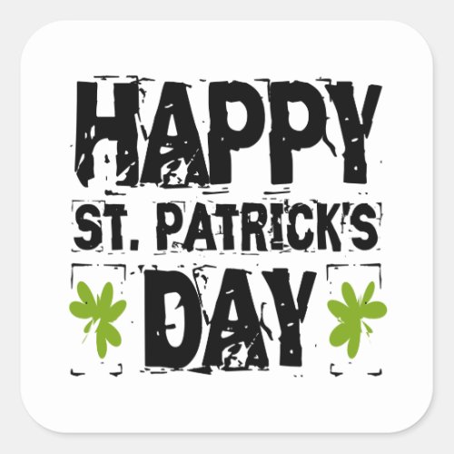 Green Shamrock St Patricks Day Square Sticker