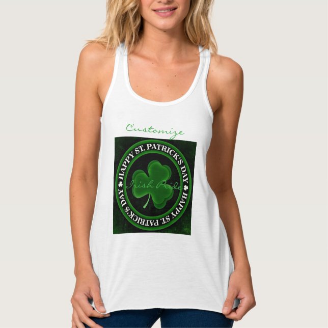 green Shamrock St Patrick's Day Tank Top (Front)