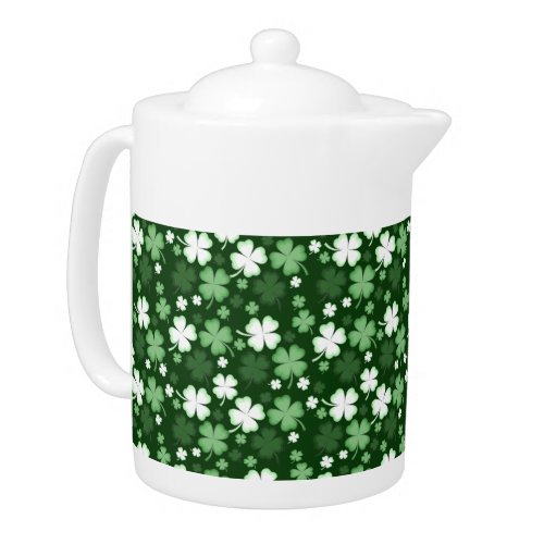 Green Shamrock St Patricks Day Teapot