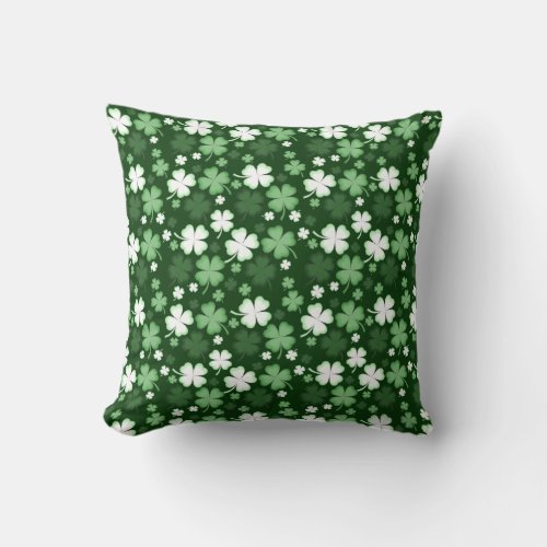 Green Shamrock St Patricks Day Throw Pillow