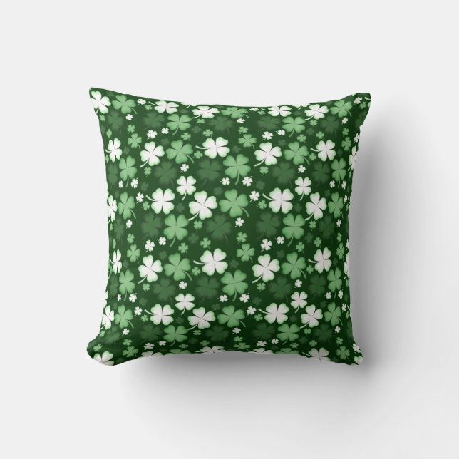 Green Shamrock, St. Patrick's Day Throw Pillow (Front)
