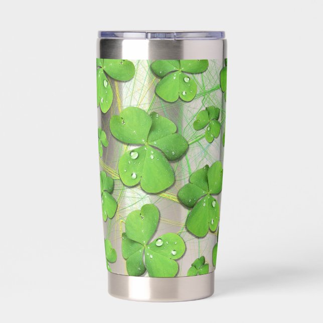 Green Shamrock St Patrick's Insulated Tumbler (Back)