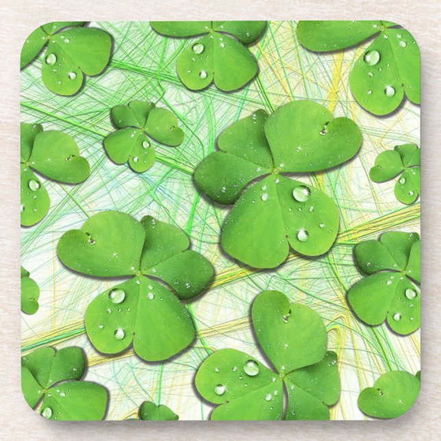 Green Shamrock St Patrick's iPhone 5 Case-Mate Beverage Coaster (Front)