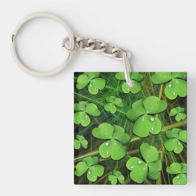 Green Shamrock St Patrick's iPhone 5 Case-Mate Keychain (Front)