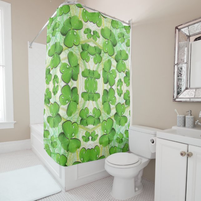 Green Shamrock St Patrick's iPhone 5 Case-Mate Shower Curtain (In Situ)