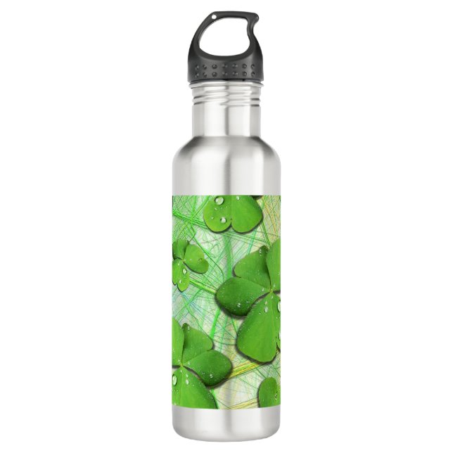 Green Shamrock St Patrick's iPhone 5 Case-Mate Stainless Steel Water Bottle (Front)