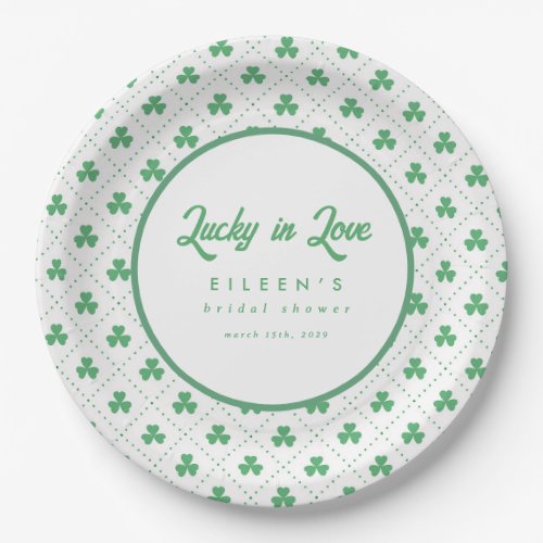Green Shamrock St Patricks Irish Bridal Shower Paper Plates