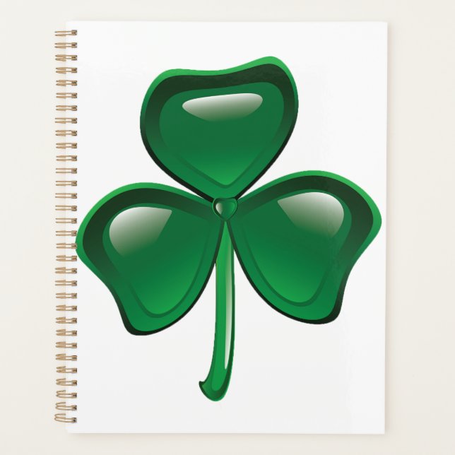 Green Shamrock Three-Leaf Clover Planner (Front)