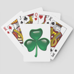 Green Shamrock Three-Leaf Clover Poker Cards