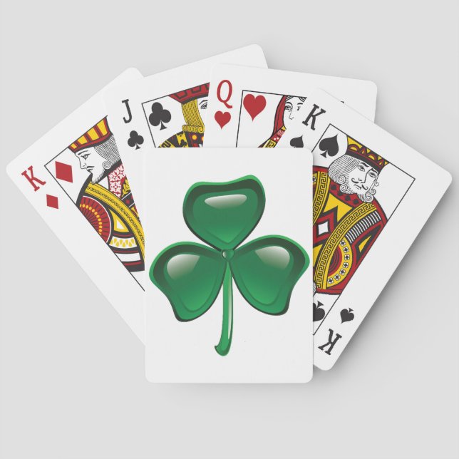 Green Shamrock Three-Leaf Clover Poker Cards (Back)