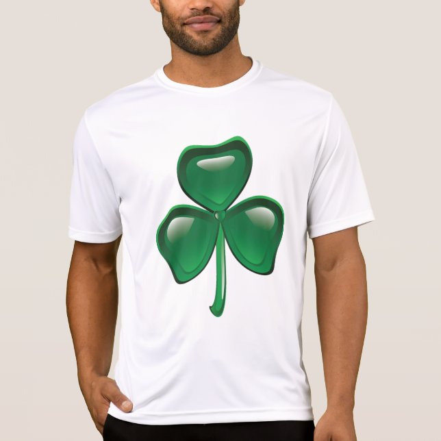 Green Shamrock Three-Leaf Clover T-Shirt (Front)