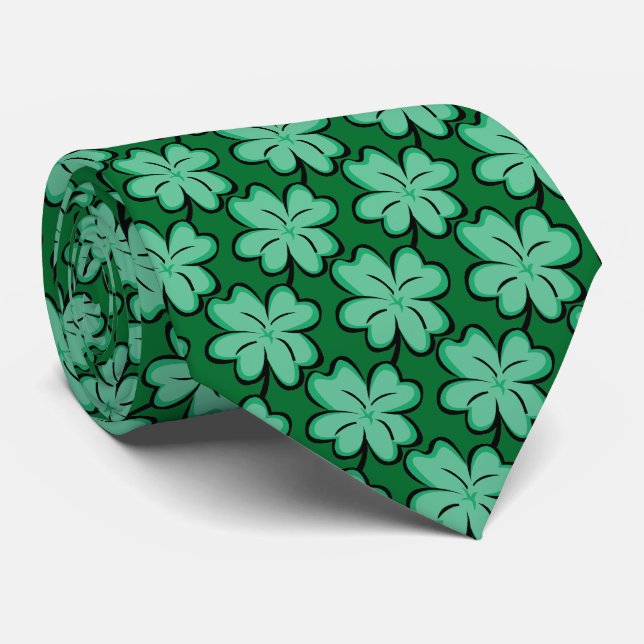 Green Shamrock Tie (Rolled)