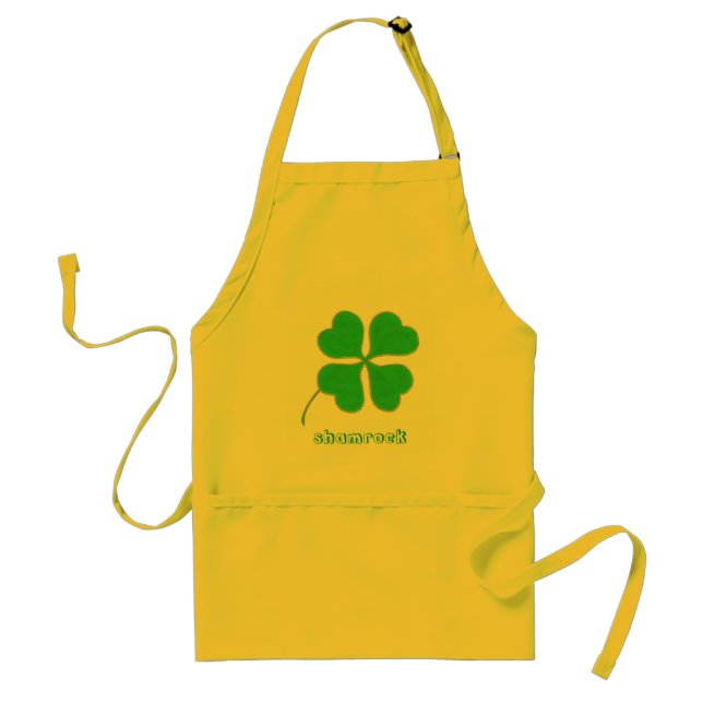Green Shamrock trimmed in Gold Dots, aprons (Front)