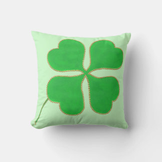 Green Shamrock trimmed in gold dots, pillow