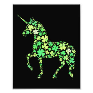 Green Shamrock Unicorn Cute Lucky Magical Design Photo Print