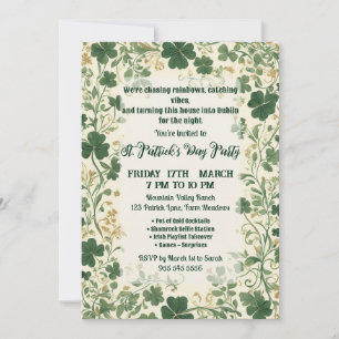 Green Shamrock Vines Funky Saint Patrick's Party  Invitation