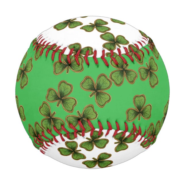Green Shamrock Vintage Clovers Irish Baseball (Front)