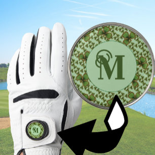 Green Shamrock Vintage Style Clovers Irish Golf Glove