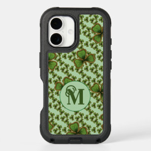 Green Shamrock Vintage Style Clovers Irish iPhone 16 Case