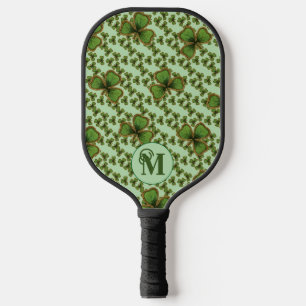 Green Shamrock Vintage Style Clovers Irish Pickleball Paddle
