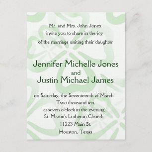 Green Shamrock Wedding Invitation
