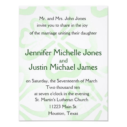 Green Shamrock Wedding Invitation Zazzle