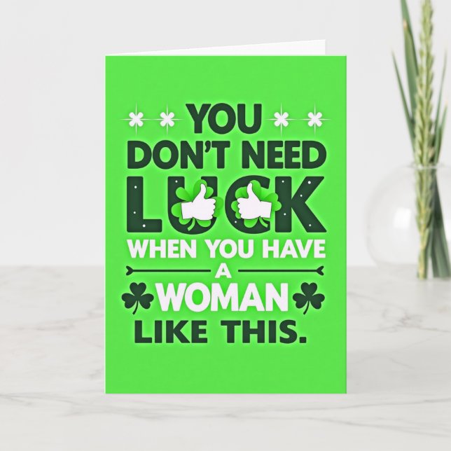 Green Shamrock Woman Card (Front)