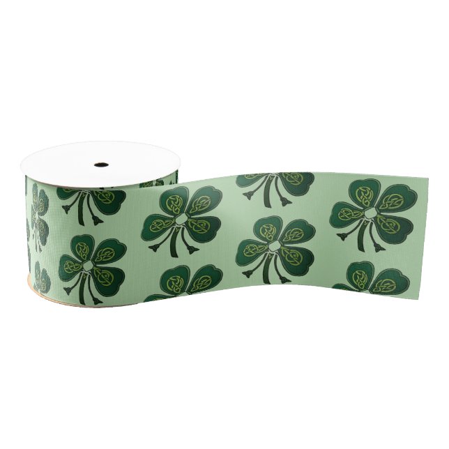 Green Shamrocks 2025 Grosgrain Ribbon (Spool)