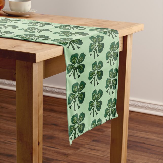 Green Shamrocks 2025 Long Table Runner (In Situ)