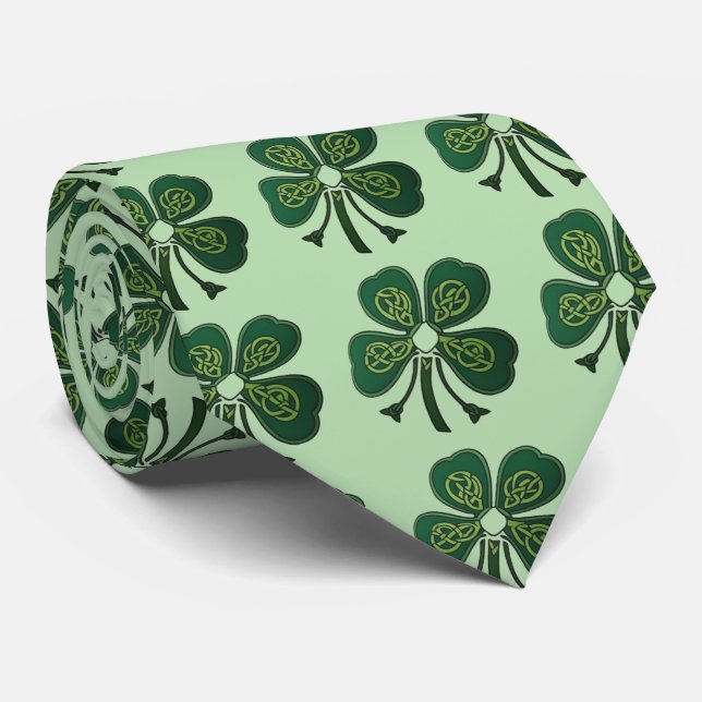 Green Shamrocks 2025 Neck Tie (Rolled)