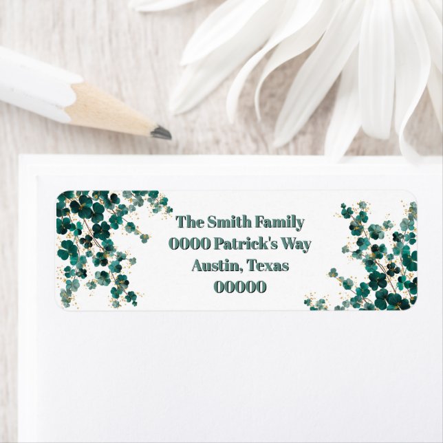 Green Shamrocks and Gold  Label (Insitu)