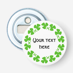Green Shamrocks Border Add Text Bottle Opener
