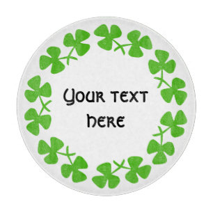 Green Shamrocks Border Add Text Cutting Board