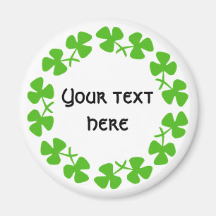 Green Shamrocks Border Add Text Magnet