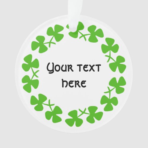 Green Shamrocks Border Add Text Ornament