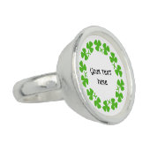 Green Shamrocks Border Add Text Ring (Side)