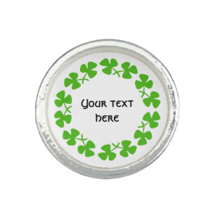 Green Shamrocks Border Add Text Ring