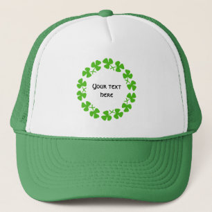 Green Shamrocks Border Add Text Trucker Hat