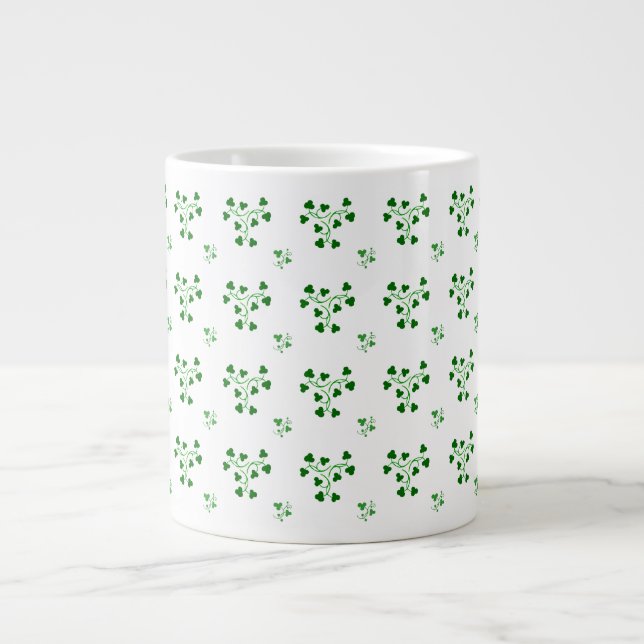 Green Shamrocks Circles Pattern Mug (Front)