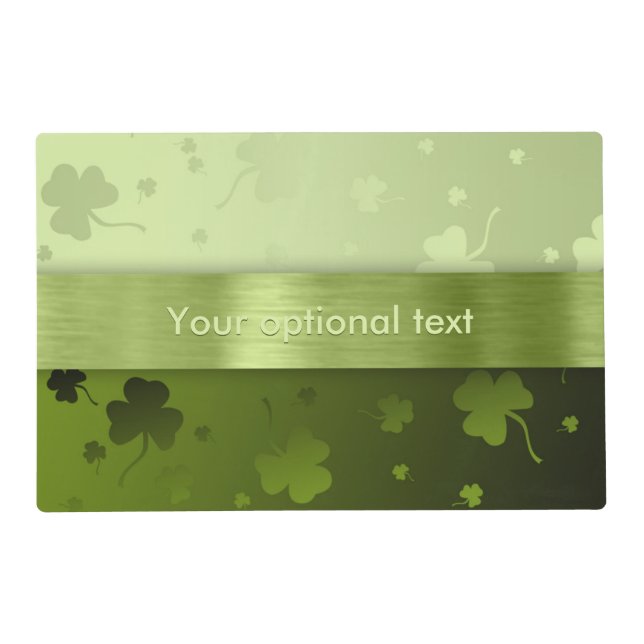 Green Shamrocks Clover Pattern Laminated Placemat (Front)