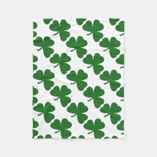 Green Shamrocks Clover Pattern St. Patrick's Day Fleece Blanket