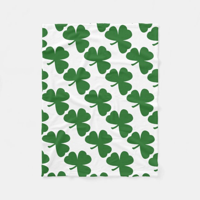 Green Shamrocks Clover Pattern St. Patrick's Day Fleece Blanket (Front)