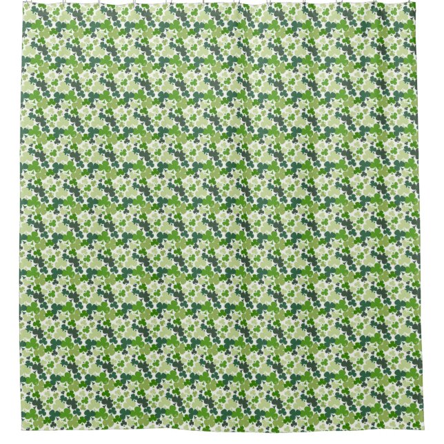 Green Shamrocks, Clovers Shower Curtain (Front)