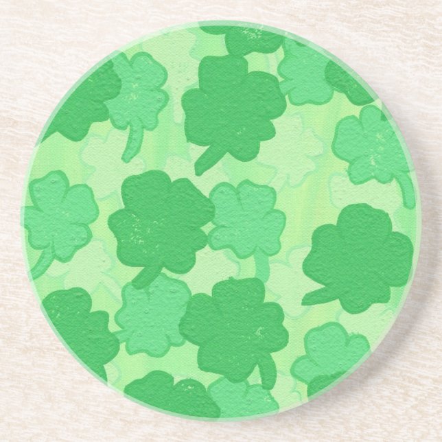 Green Shamrocks Collage coasters (Front)